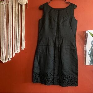 Garnet Hill Linen Black Sleeveless Dress 6P